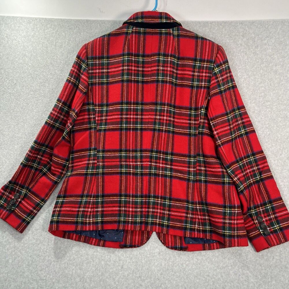Talbots Red Tartan Plaid Blazer 16 Christmas Holiday Wool Blend Work Classic - Picture 2 of 16